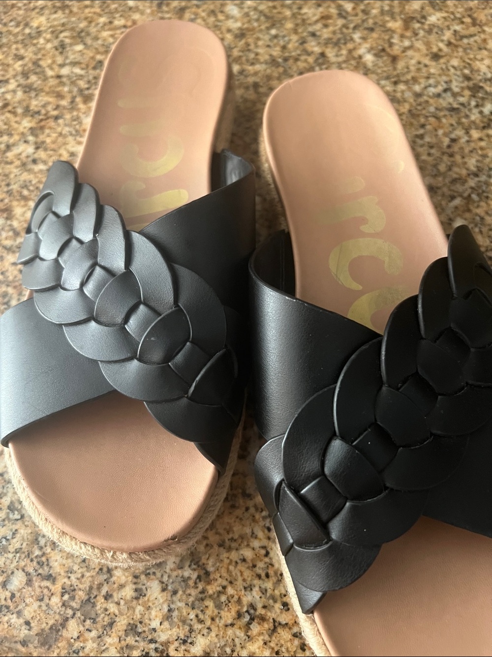 Black Braided Slide Sandals for Women - Neutral Footbed circus by Sam Edelman